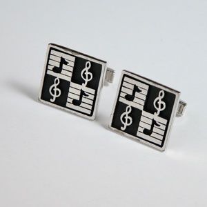 Vtg SWANK Music Clef Cufflinks Note Piano Key